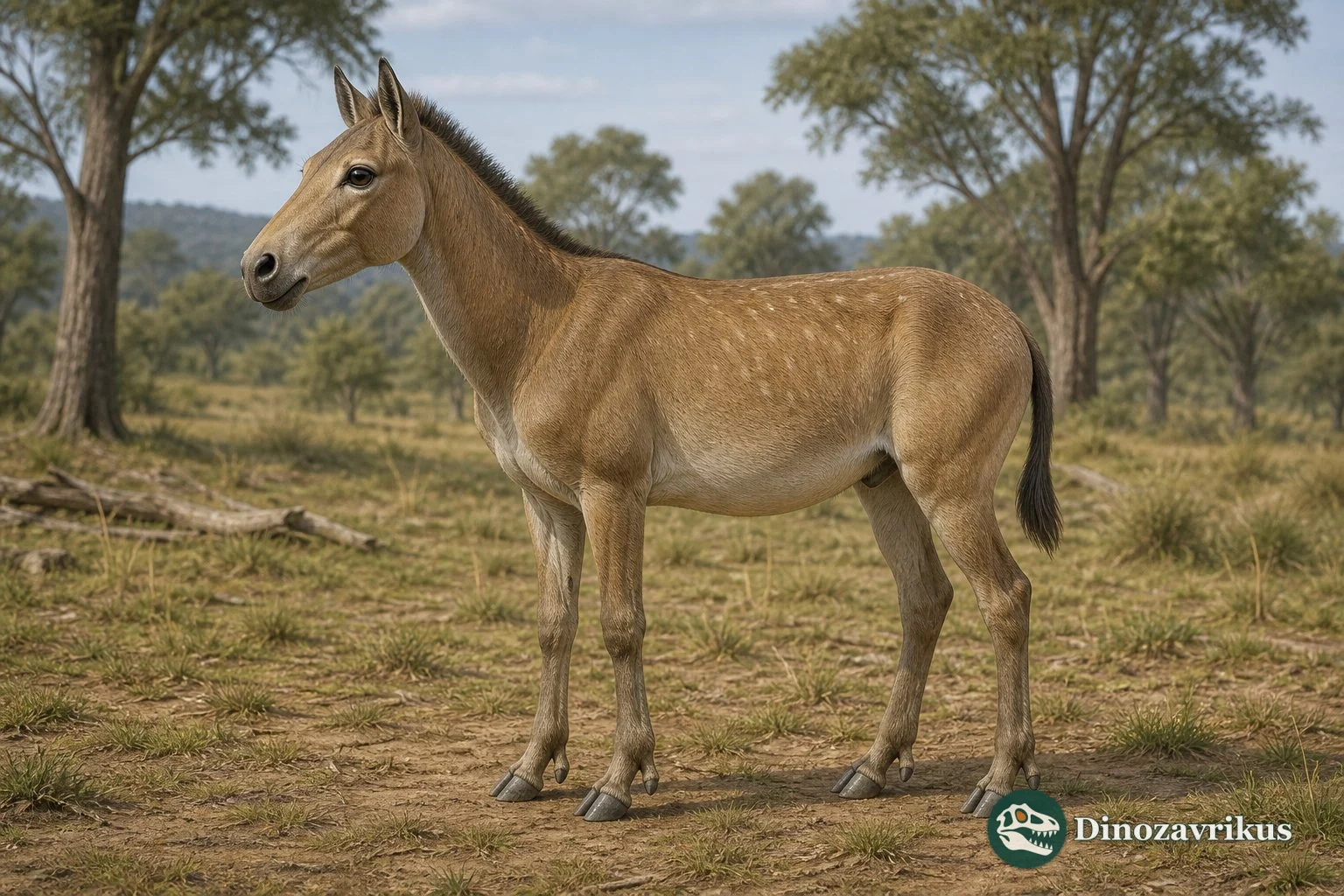 Pseudhipparion grazing in a Miocene North American landscape