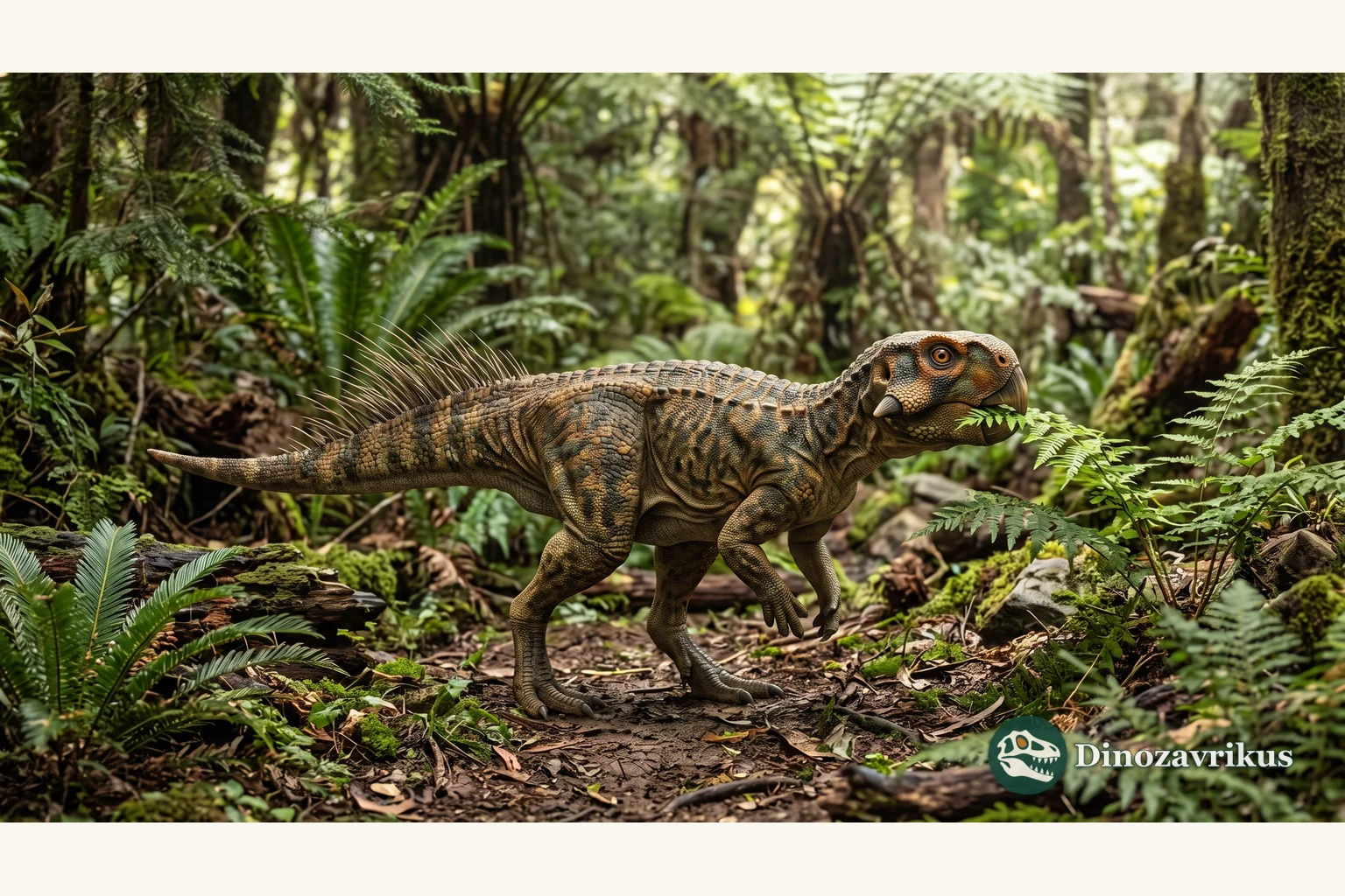 Psittacosaurus reconstructed in an Early Cretaceous Asian landscape