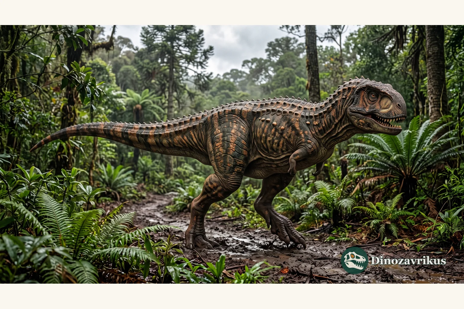 Pycnonemosaurus reconstructed on a semi-arid plain in Late Cretaceous Brazil