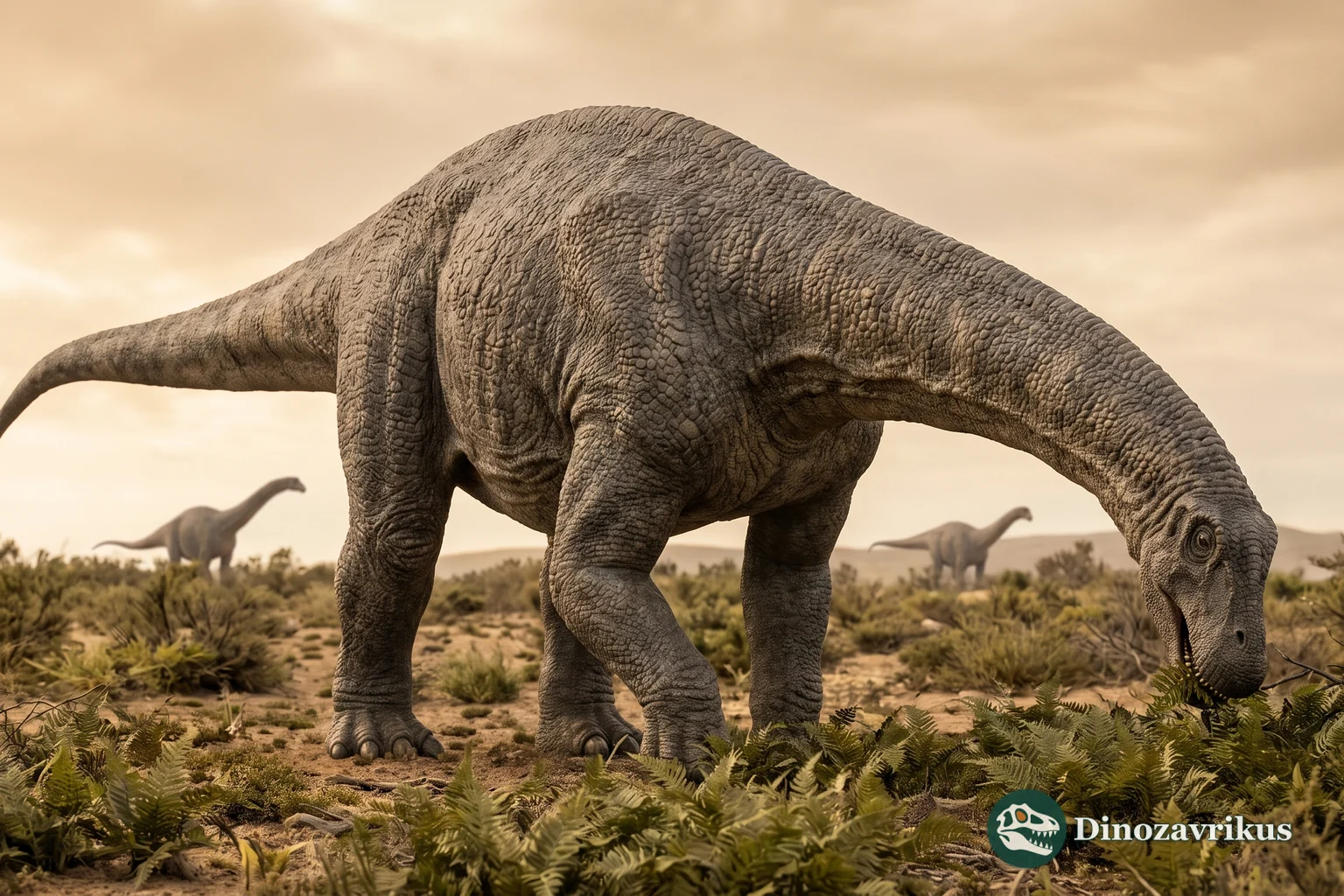 Reconstruction of Rapetosaurus on a Late Cretaceous Madagascar floodplain