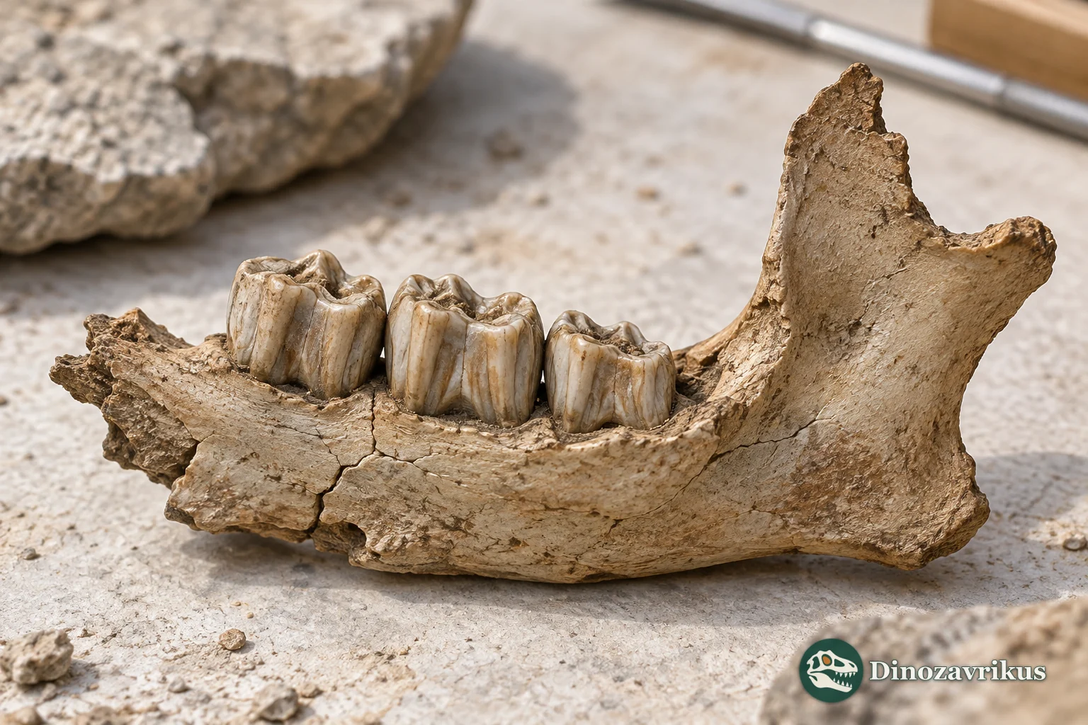 Illustrative small rodent jaw with enlarged cheek teeth
