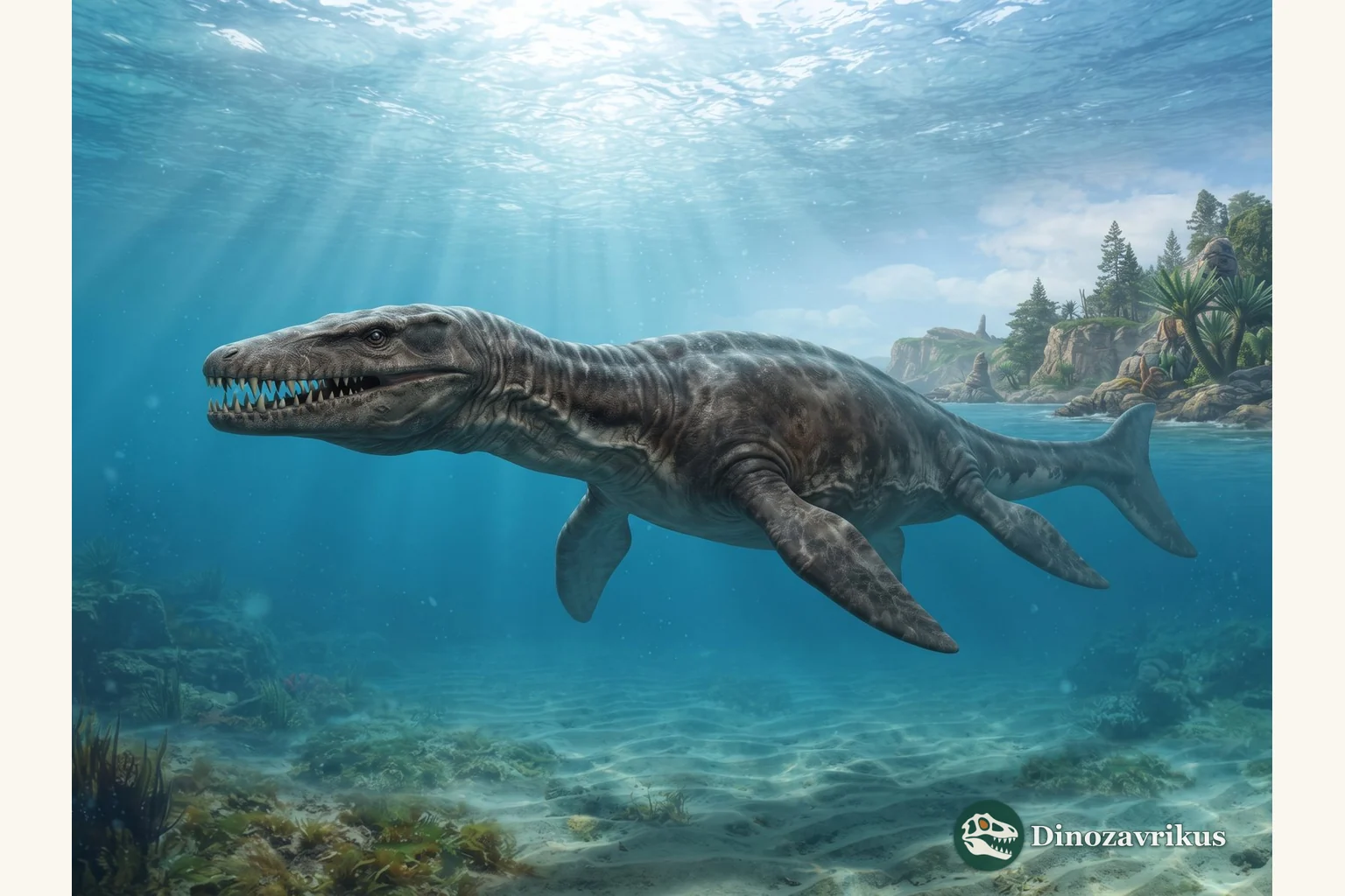 Rhomaleosaurus swimming through a Jurassic sea