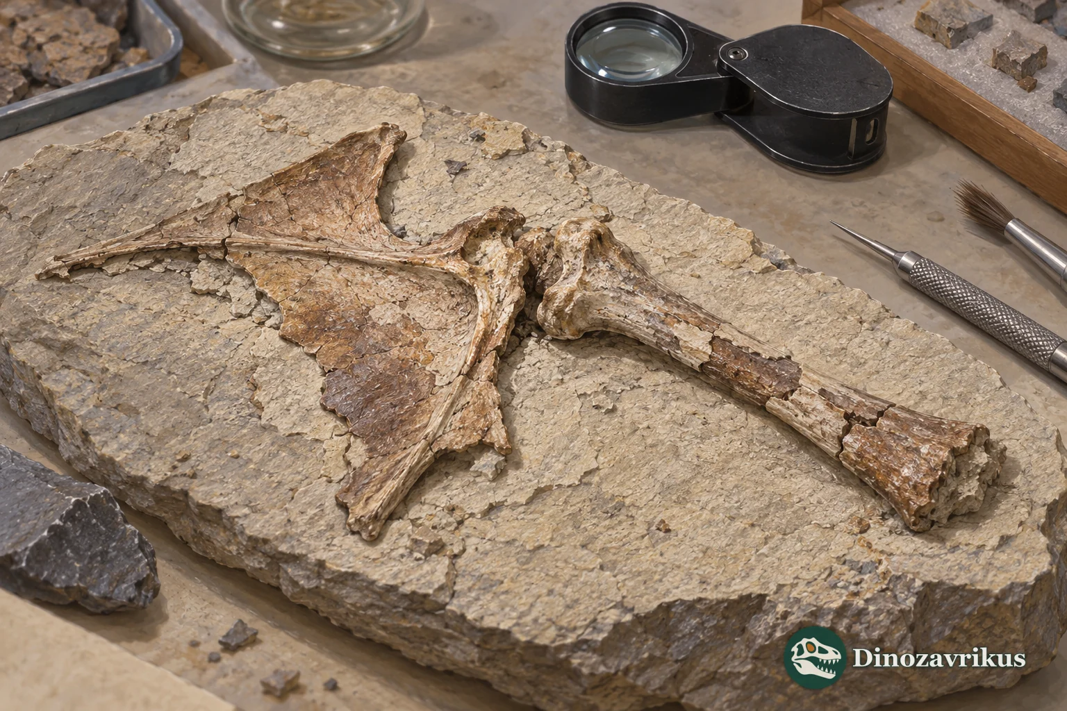 Illustrative laboratory comparison of fragmentary pterosaur shoulder bones