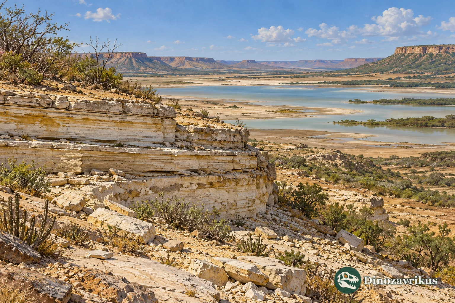 Artistic reconstruction of an Early Cretaceous landscape in the Araripe region
