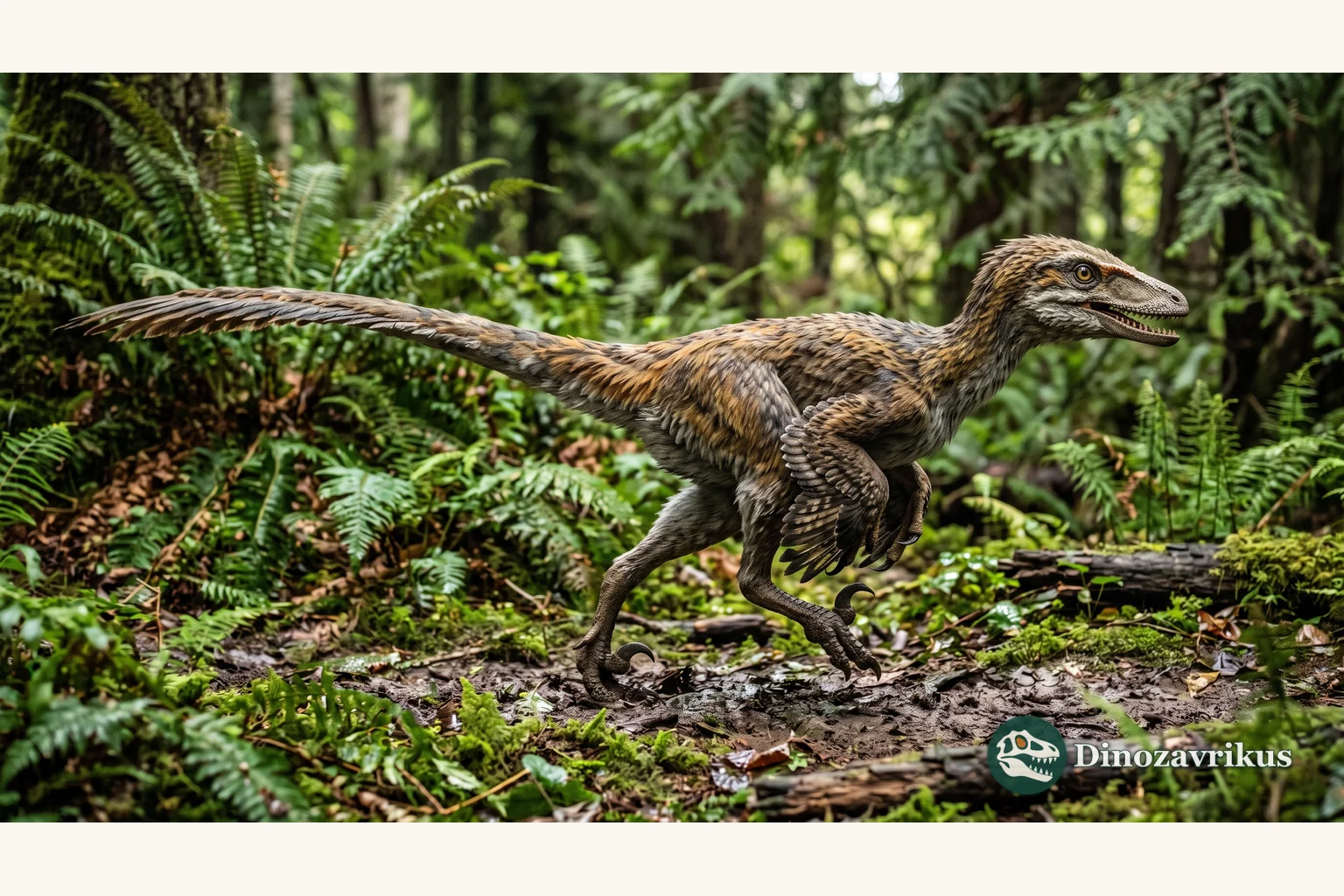 Feathered reconstruction of Saurornitholestes in Late Cretaceous North America