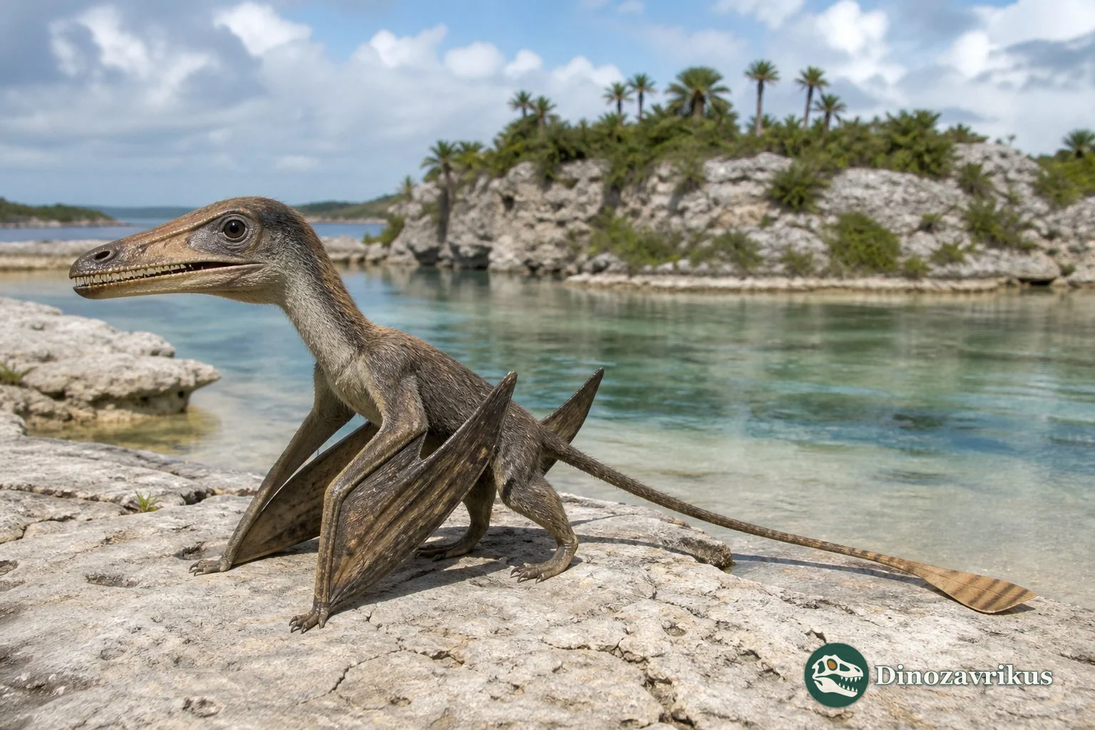 Scaphognathus reconstructed above a Late Jurassic Solnhofen lagoon
