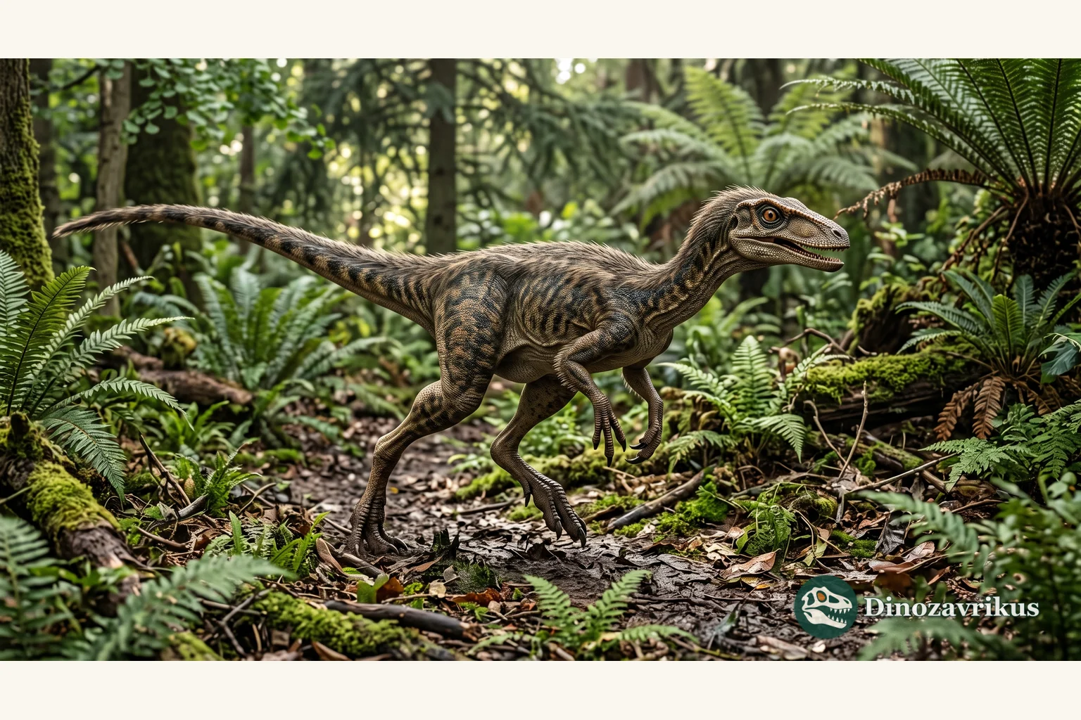A scientific reconstruction of a juvenile Scipionyx in an Early Cretaceous setting in southern Italy