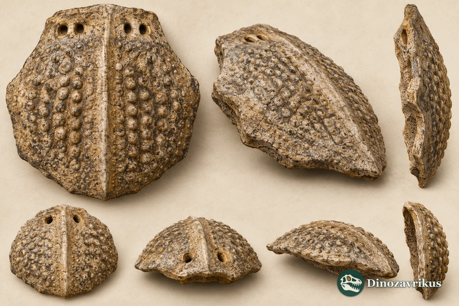 Fossil armor plates of a pampathere, artist's study