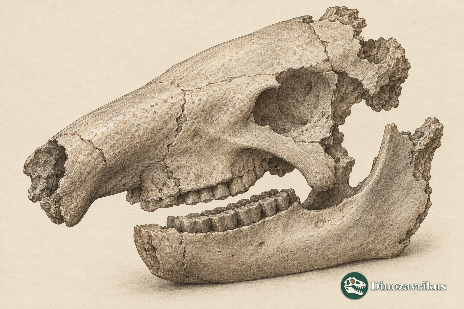 Anatomical artwork of an incomplete pampathere skull