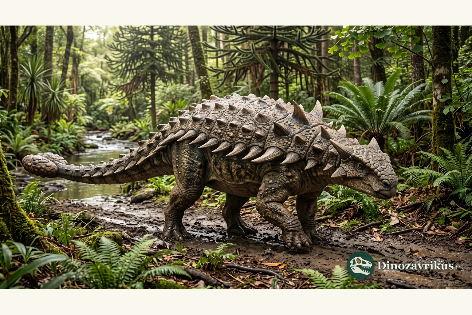 Illustrative reconstruction of Shamosaurus scutatus in an Early Cretaceous landscape