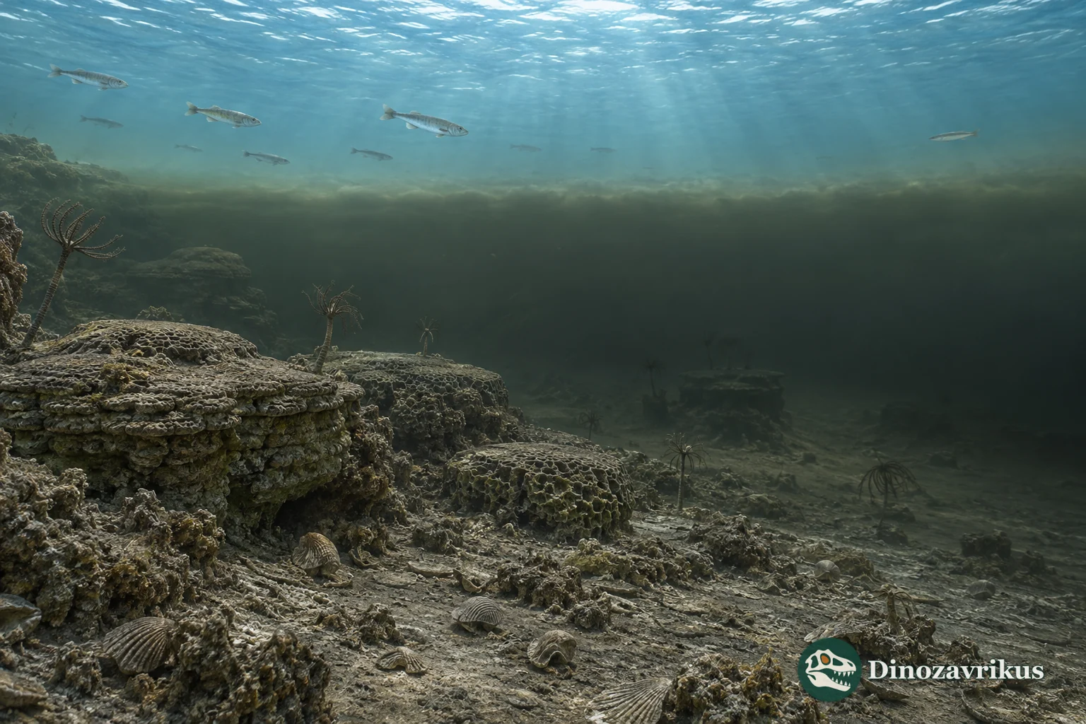 Silurian shelf during the Lau event with dark oxygen-poor bottom water