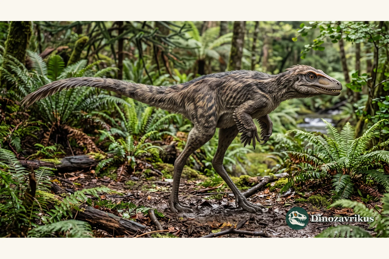 Scientific reconstruction of Sinocalliopteryx gigas in the Early Cretaceous of China