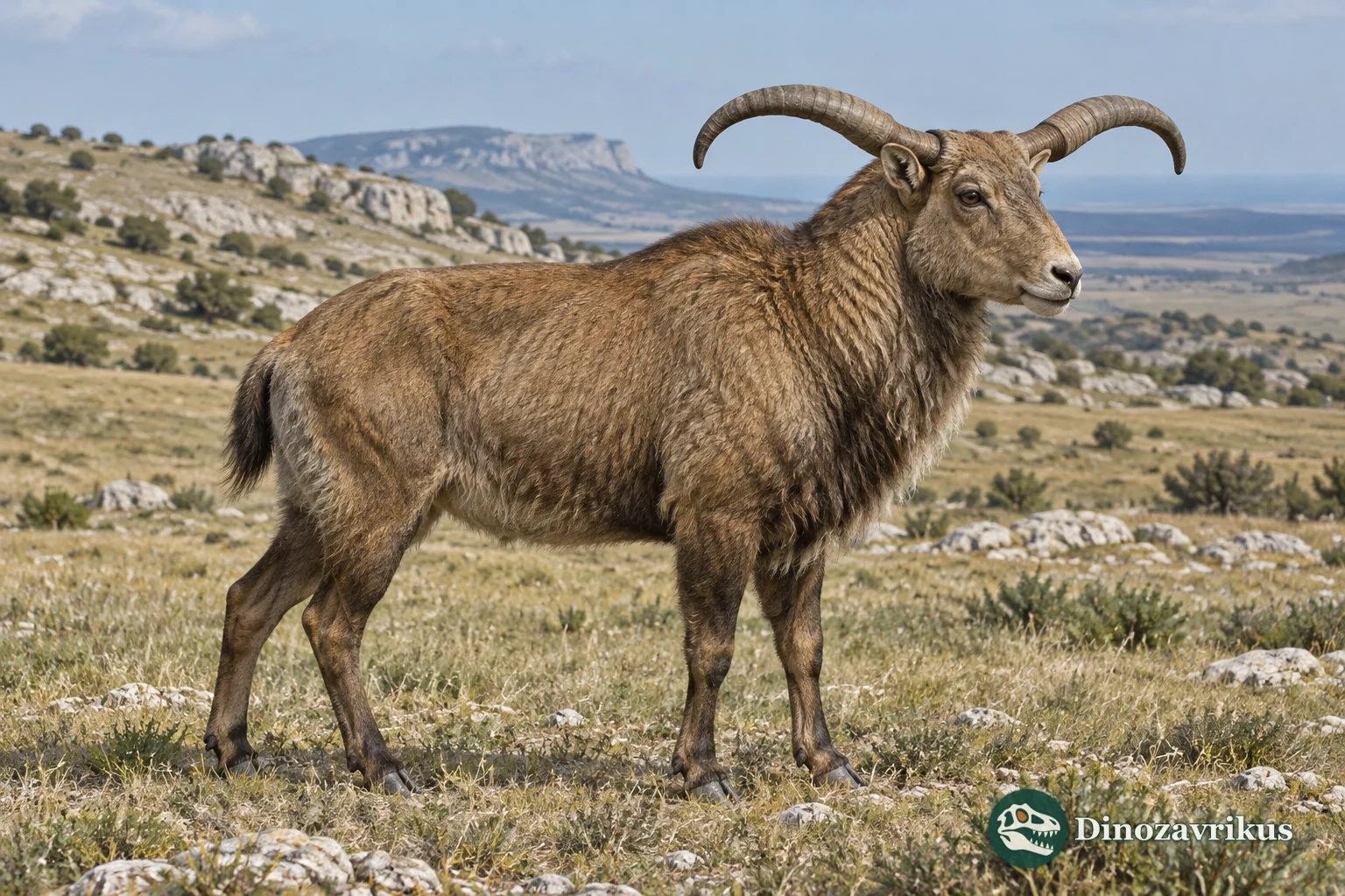 Artistic reconstruction of Soergelia in an open Early Pleistocene Crimean landscape