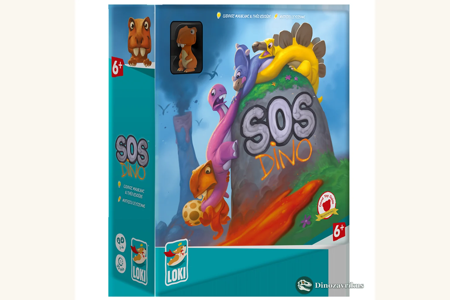 Cover artwork for the SOS Dino cooperative board game