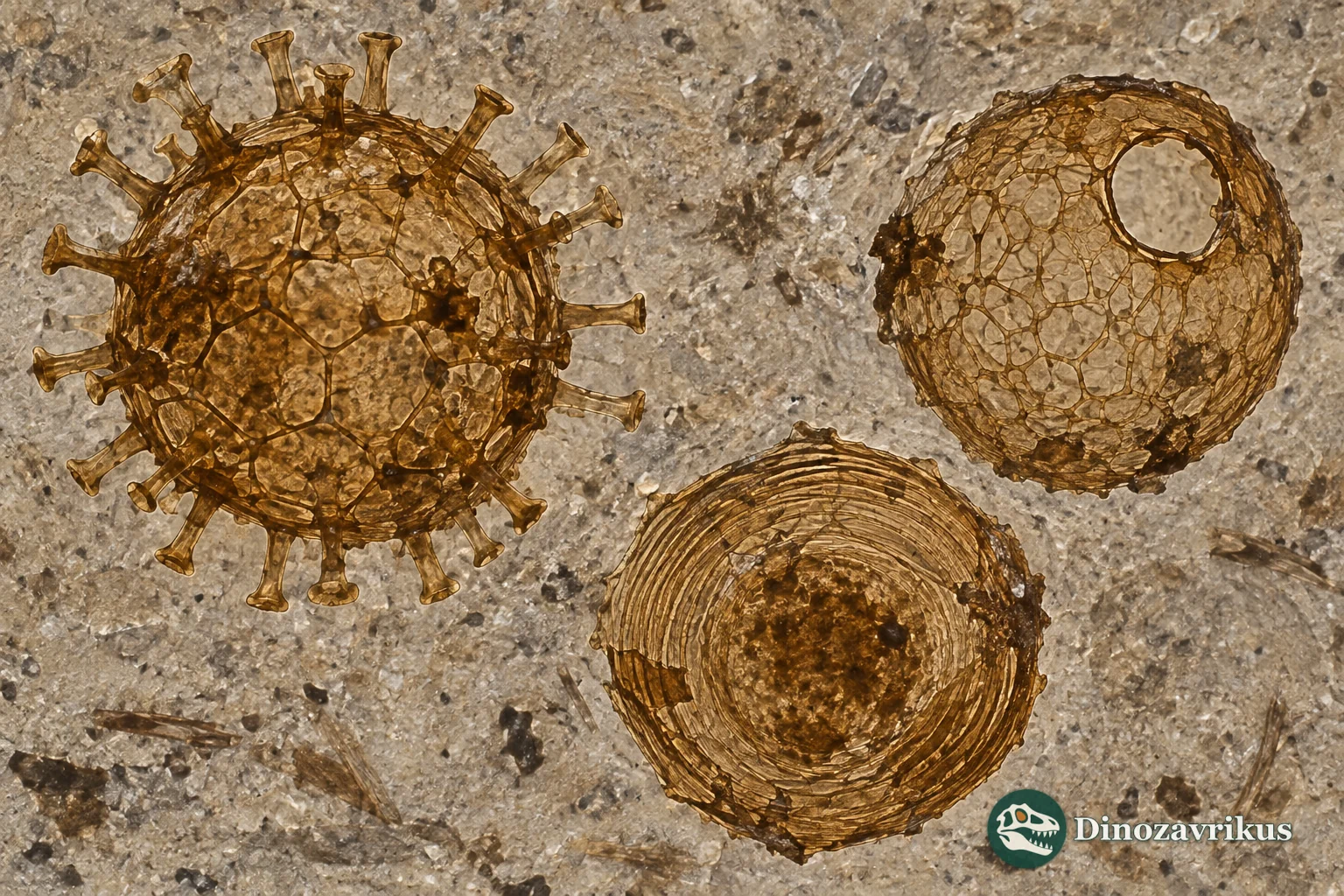 Shuiyousphaeridium, Dictyosphaera and Valeria microfossil forms