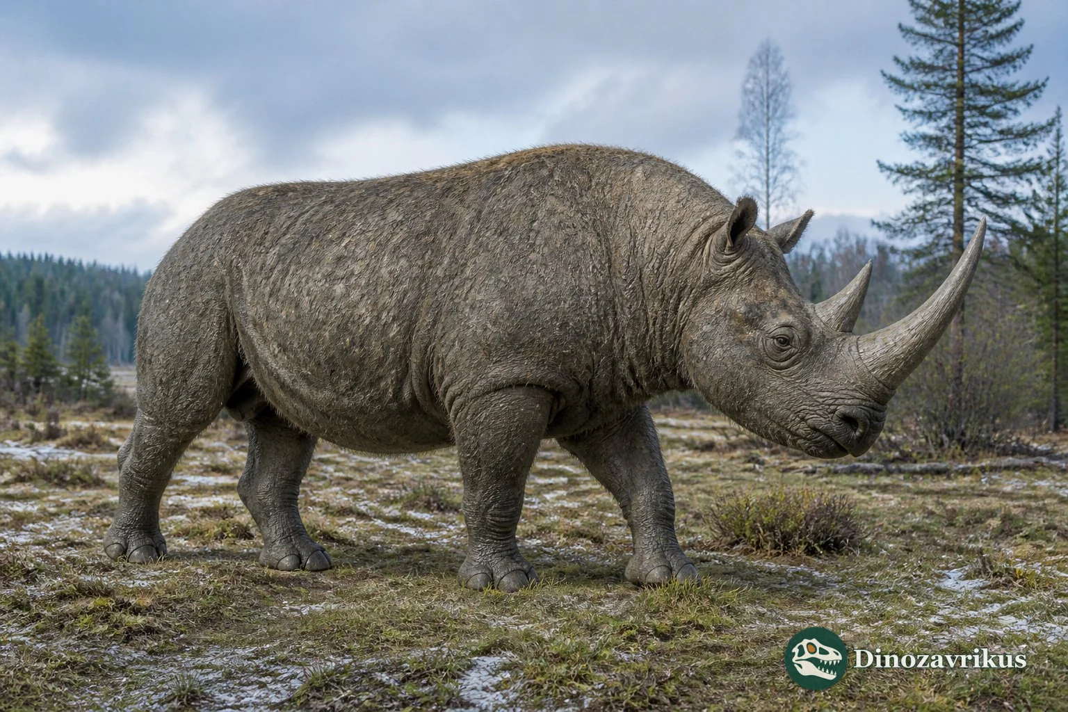 Reconstruction of a Stephanorhinus rhinoceros in a Eurasian Pleistocene landscape