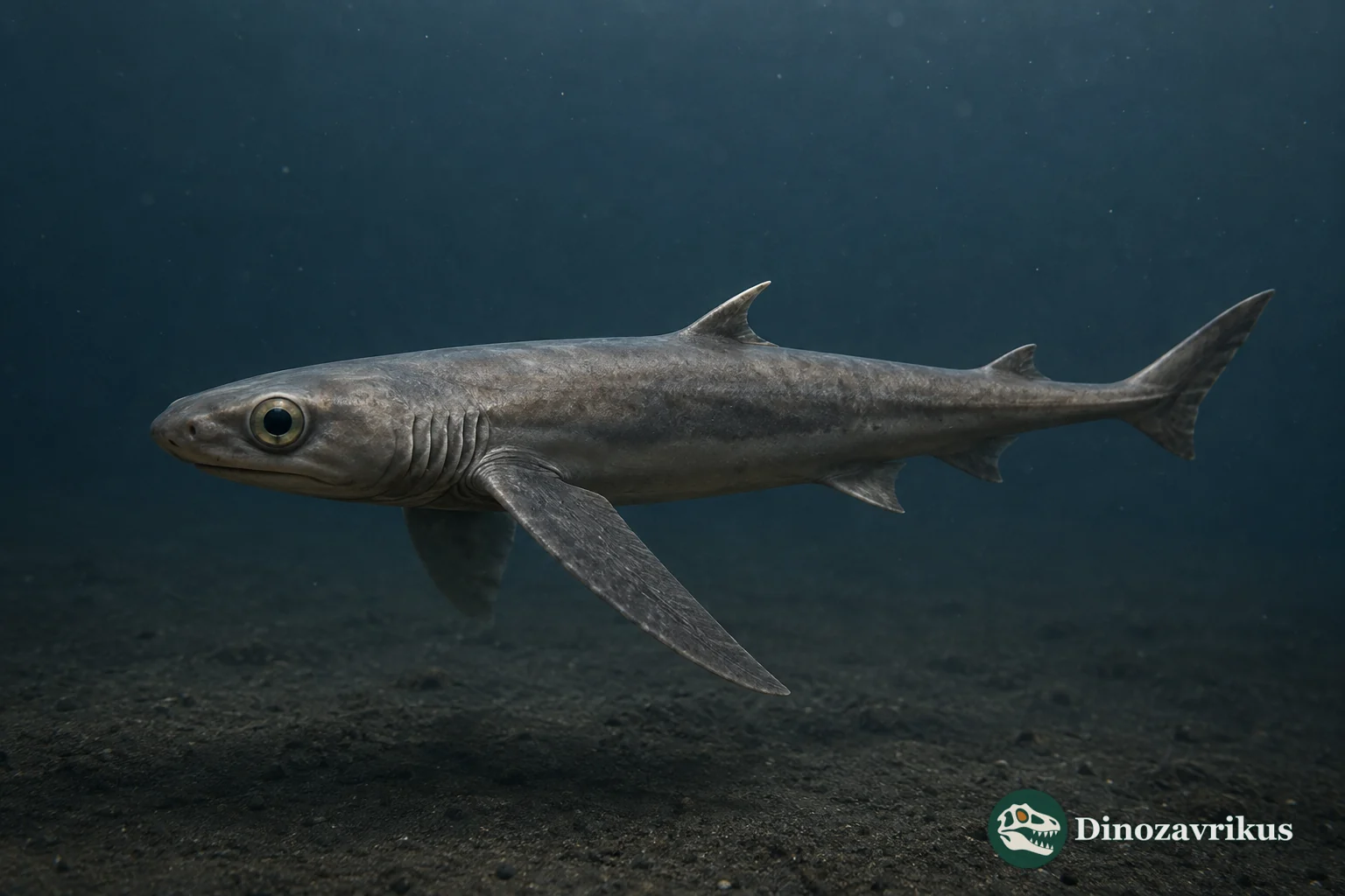 Stethacanthulus longipeniculus reconstructed above a Pennsylvanian sea floor