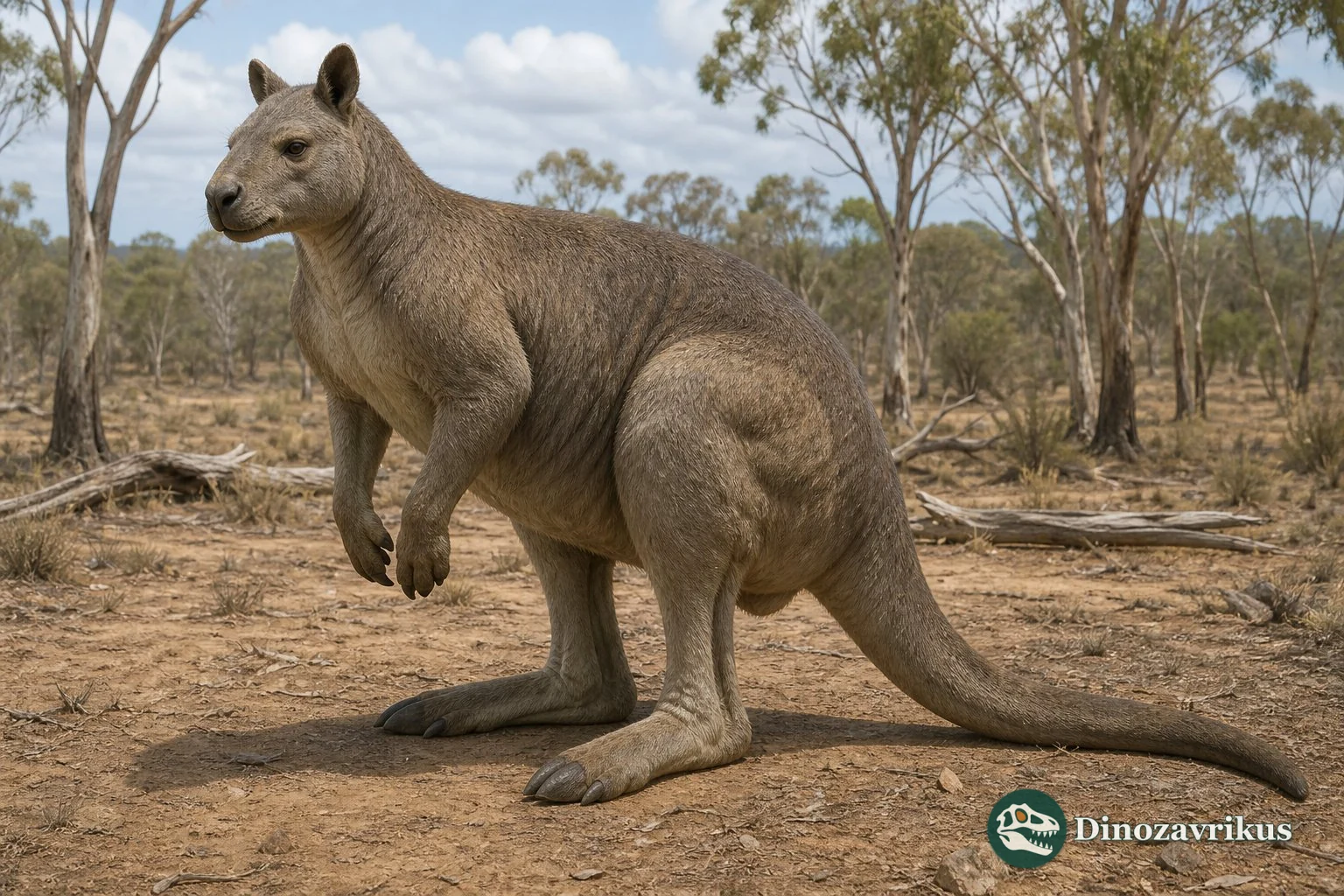 Reconstruction of Sthenurus in a Pleistocene Australian setting