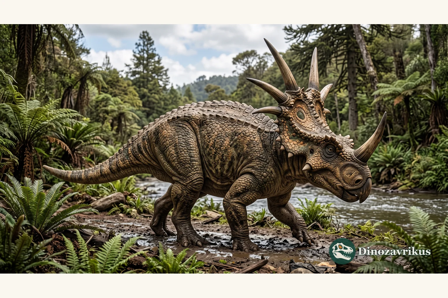 Styracosaurus with a nasal horn and long frill spikes