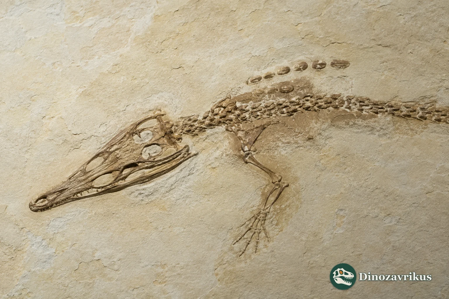 Susisuchus anatoceps beside a Crato lagoon, showing its osteoderm shield and small body proportions
