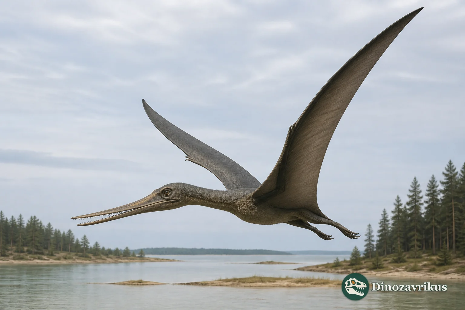 Targaryendraco flying above a Cretaceous landscape in northern Germany