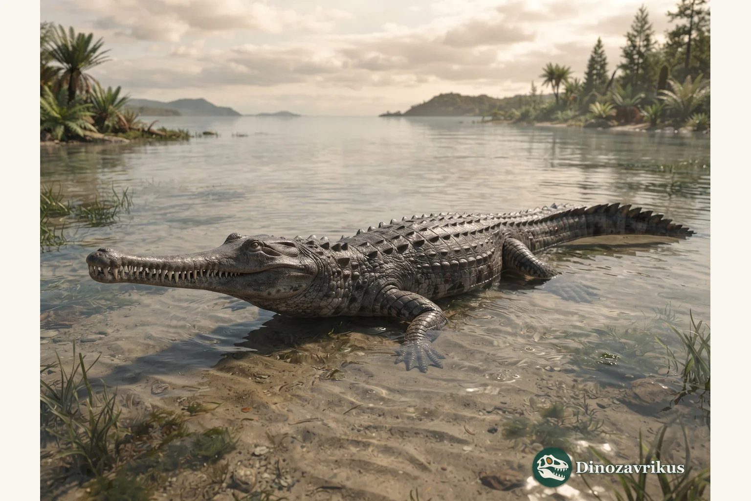 Teleosaurus reconstructed in a shallow Middle Jurassic sea near Normandy