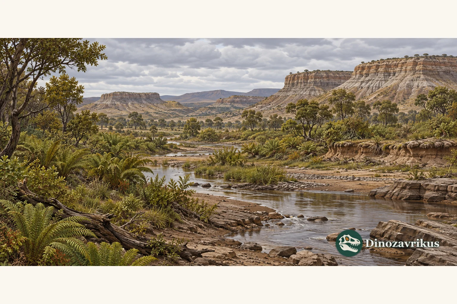 Conceptual middle-Eocene Patagonian woodland and floodplain setting