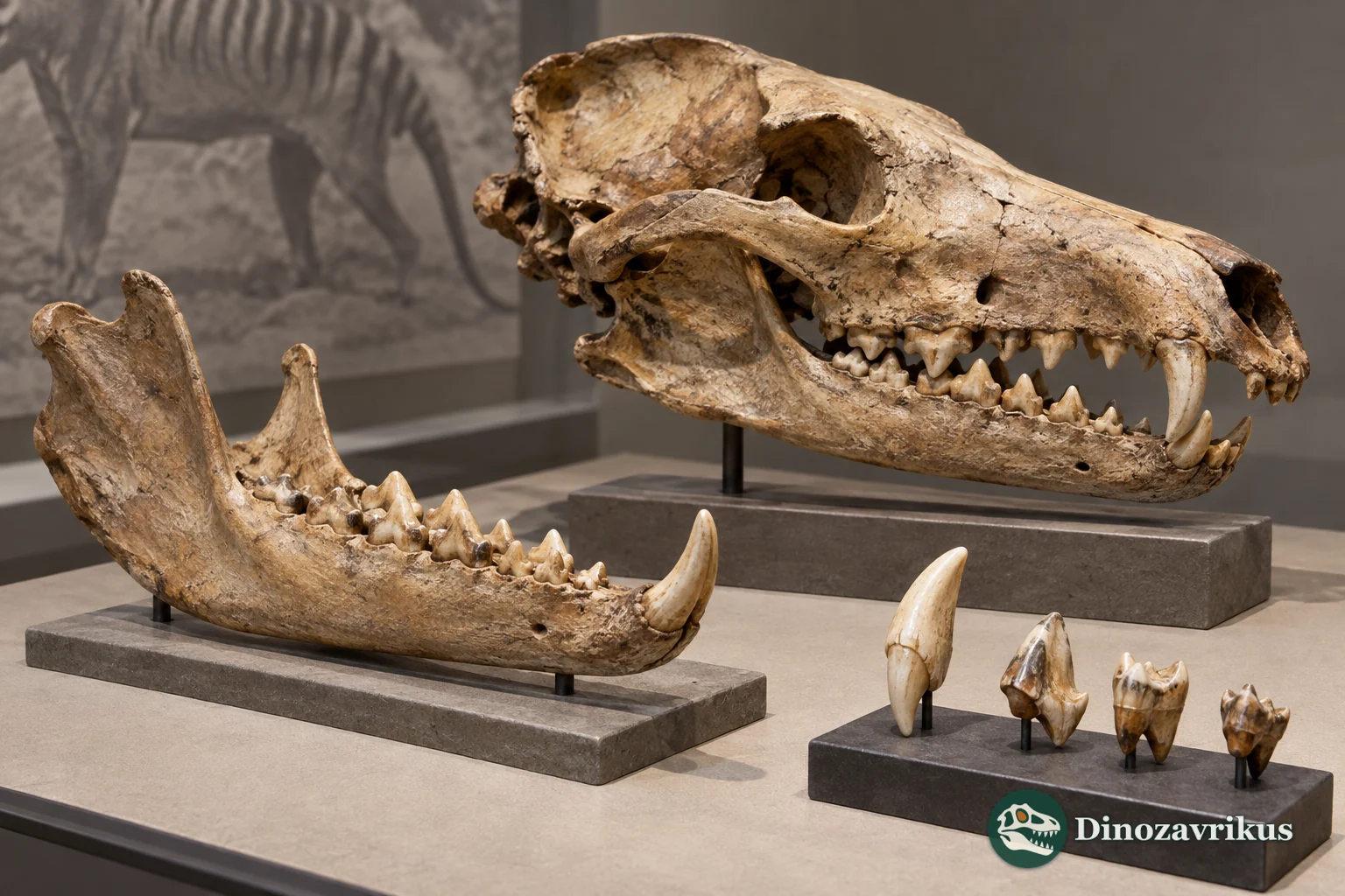 Interpretive thylacine skull and jaw display
