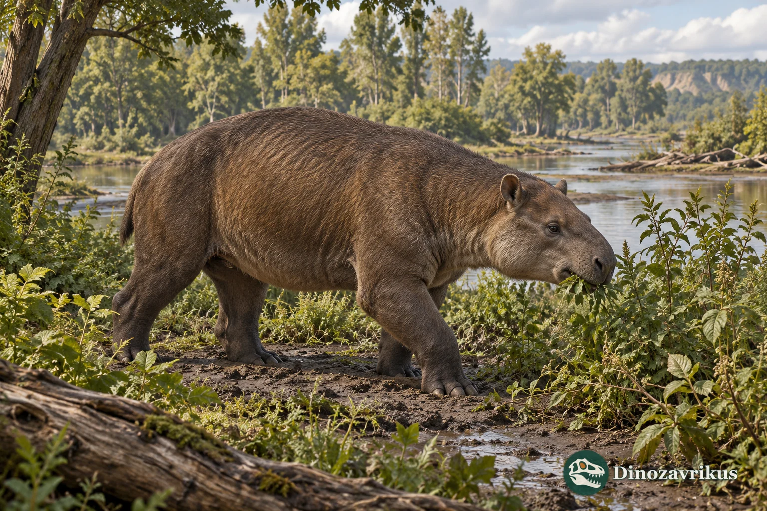 Artistic reconstruction of Titanoides in a Late Paleocene North American floodplain