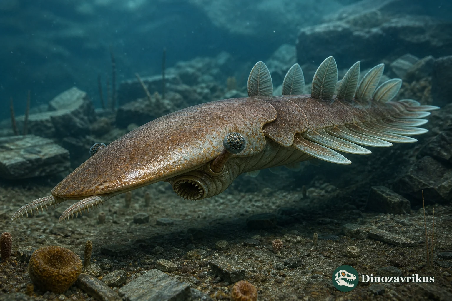 Titanokorys gainesi reconstructed as a large hurdiid radiodont with a broad head carapace and frontal appendages