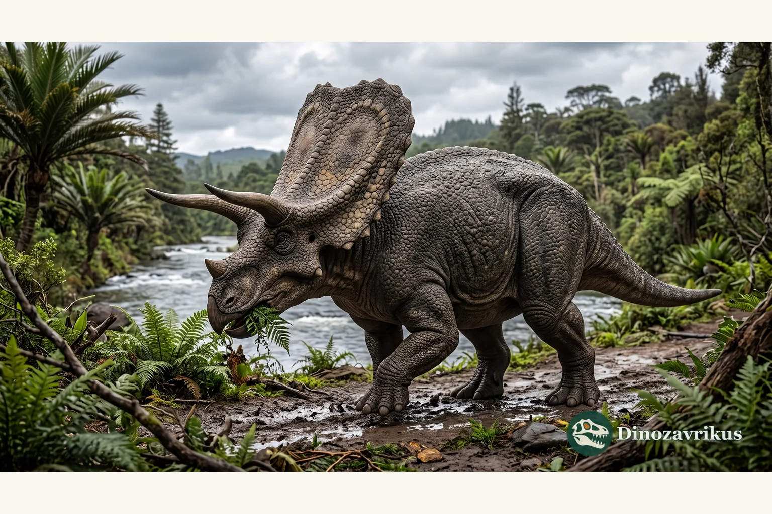 Reconstruction of Torosaurus latus on a Late Cretaceous floodplain in western North America