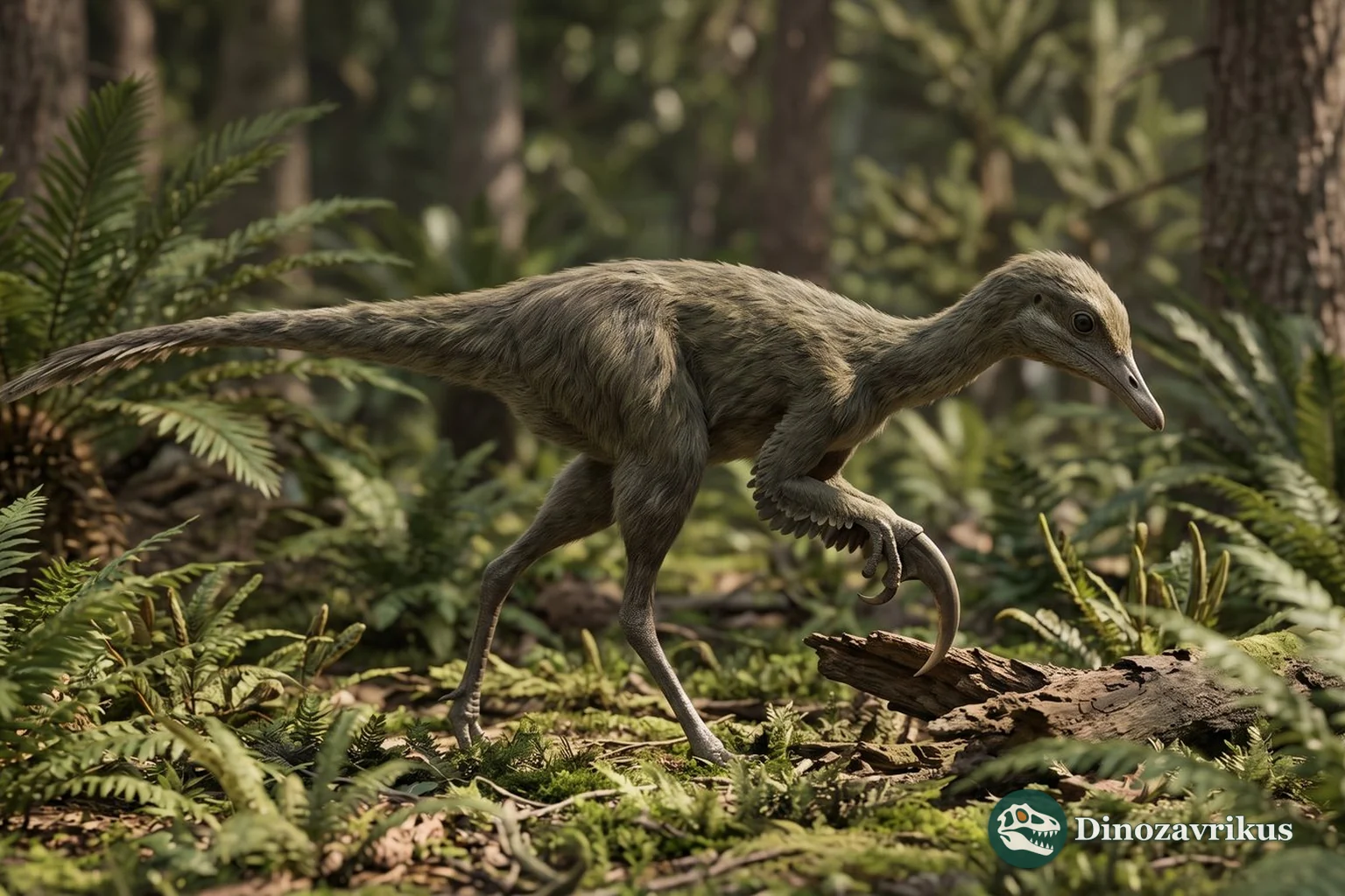 Feathered reconstruction of Trierarchuncus in the Hell Creek floodplain