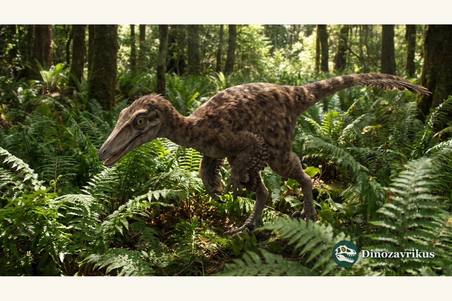 Feathered troodontid reconstructed in a Late Cretaceous forest