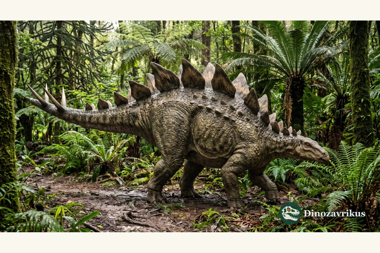 Illustrative reconstruction of Tuojiangosaurus in a Jurassic Sichuan landscape