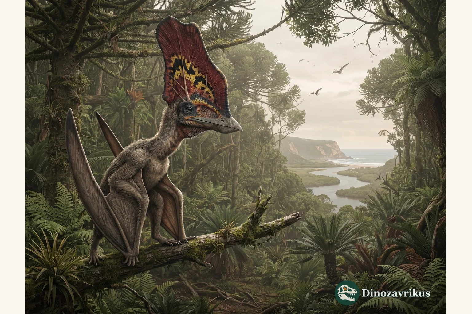 Tupandactylus reconstructed with its tall soft-tissue crest in a Cretaceous forest