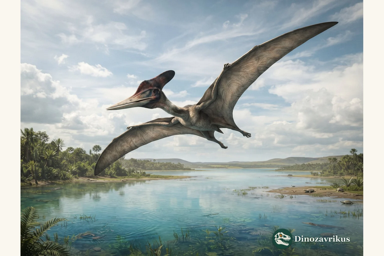 Tupuxuara in flight over an Early Cretaceous landscape in Brazil