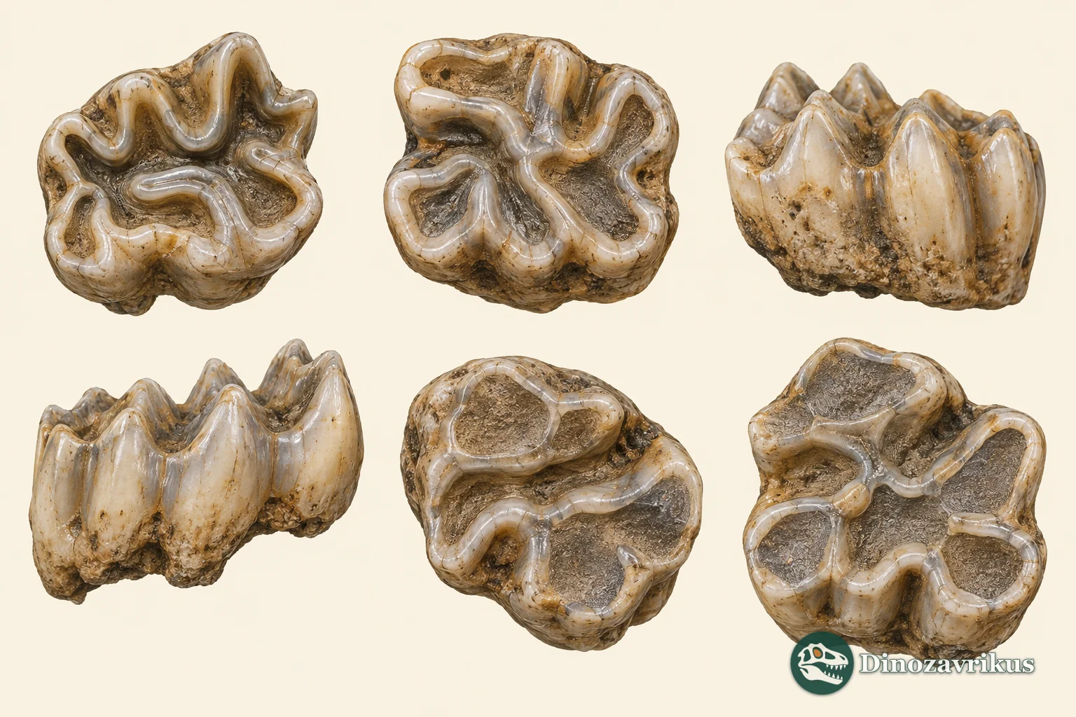 Conceptual series of tiny fossil vole molars