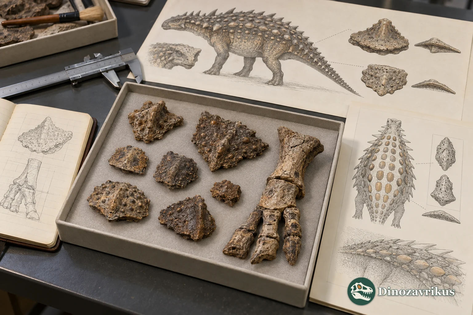 Illustrative study of Utaetus osteoderms and limb bones