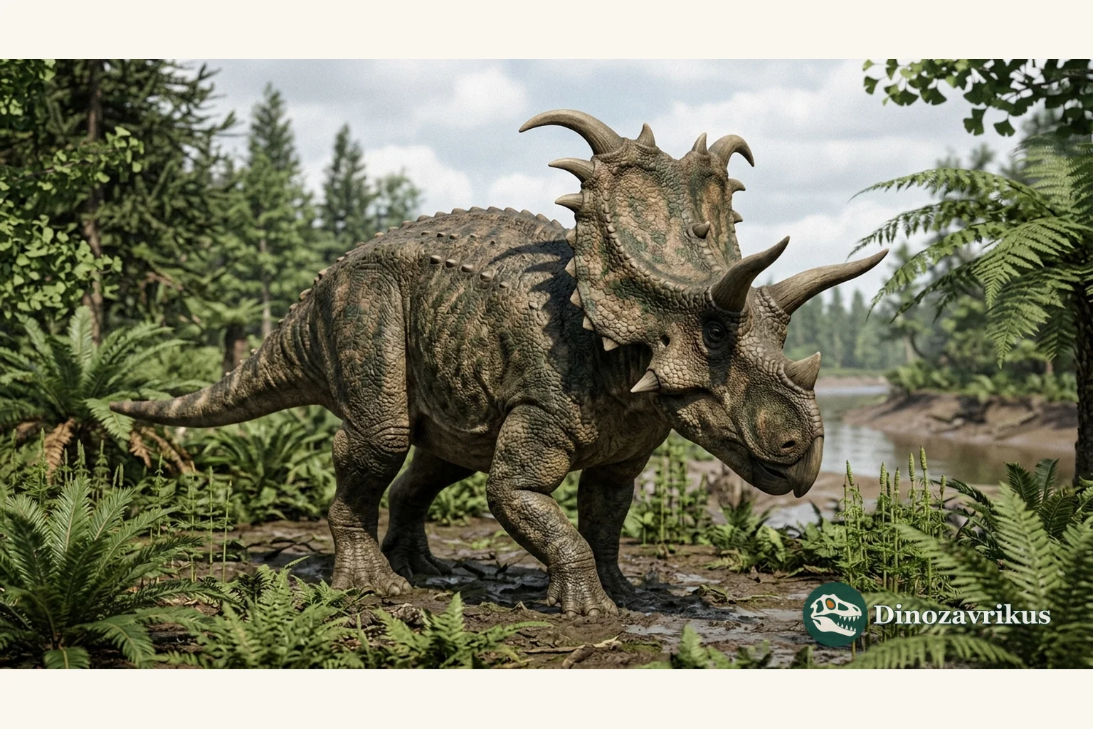 Illustrative reconstruction of Utahceratops in its Late Cretaceous Utah habitat