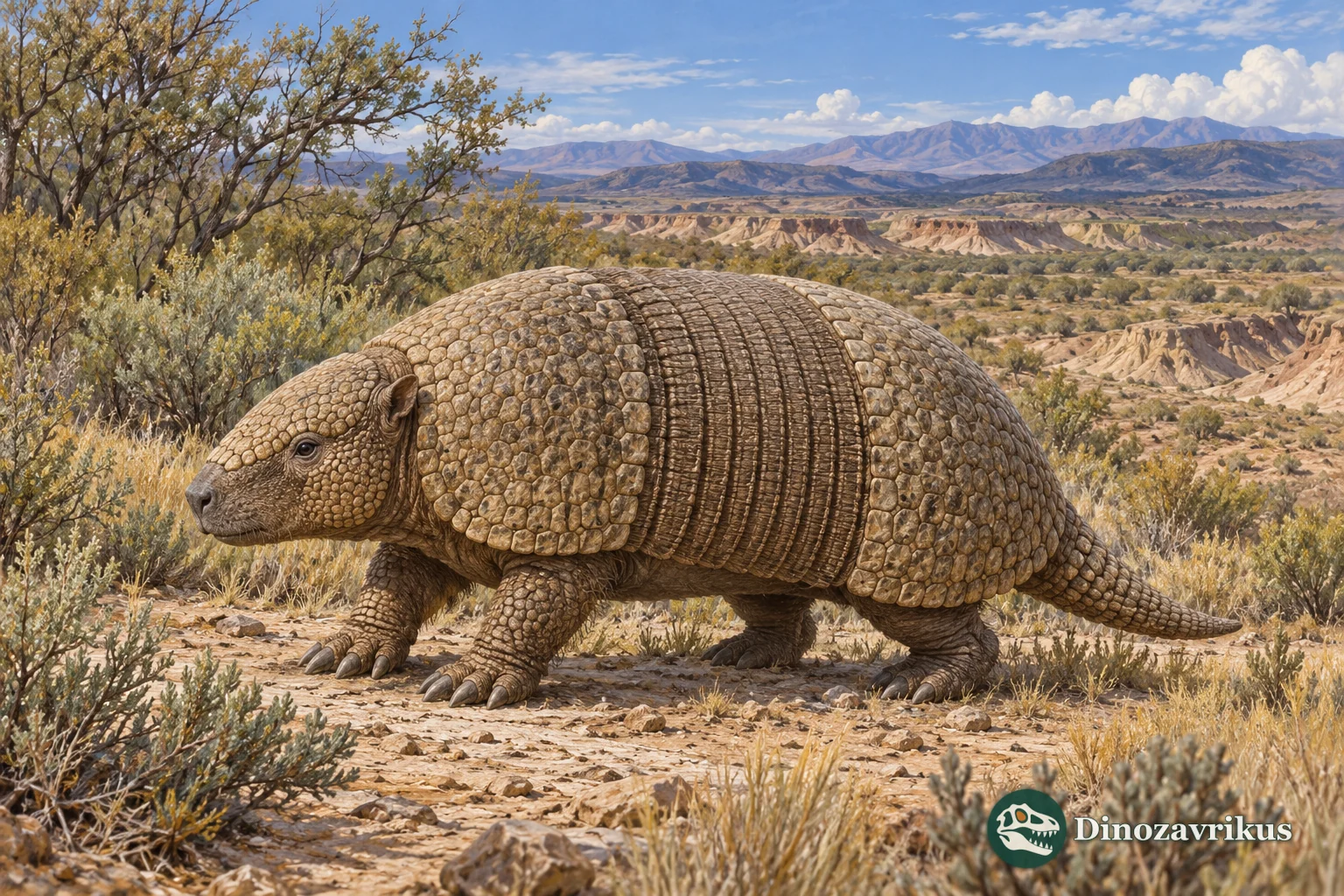 Artistic reconstruction of Vetelia on a Miocene South American landscape