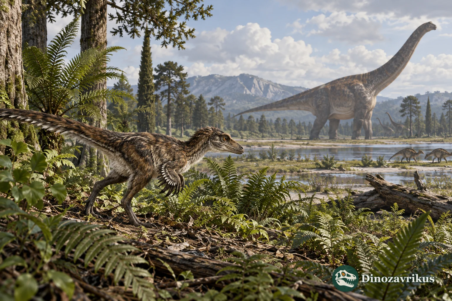 A small feathered non-avian dinosaur in a Late Cretaceous habitat