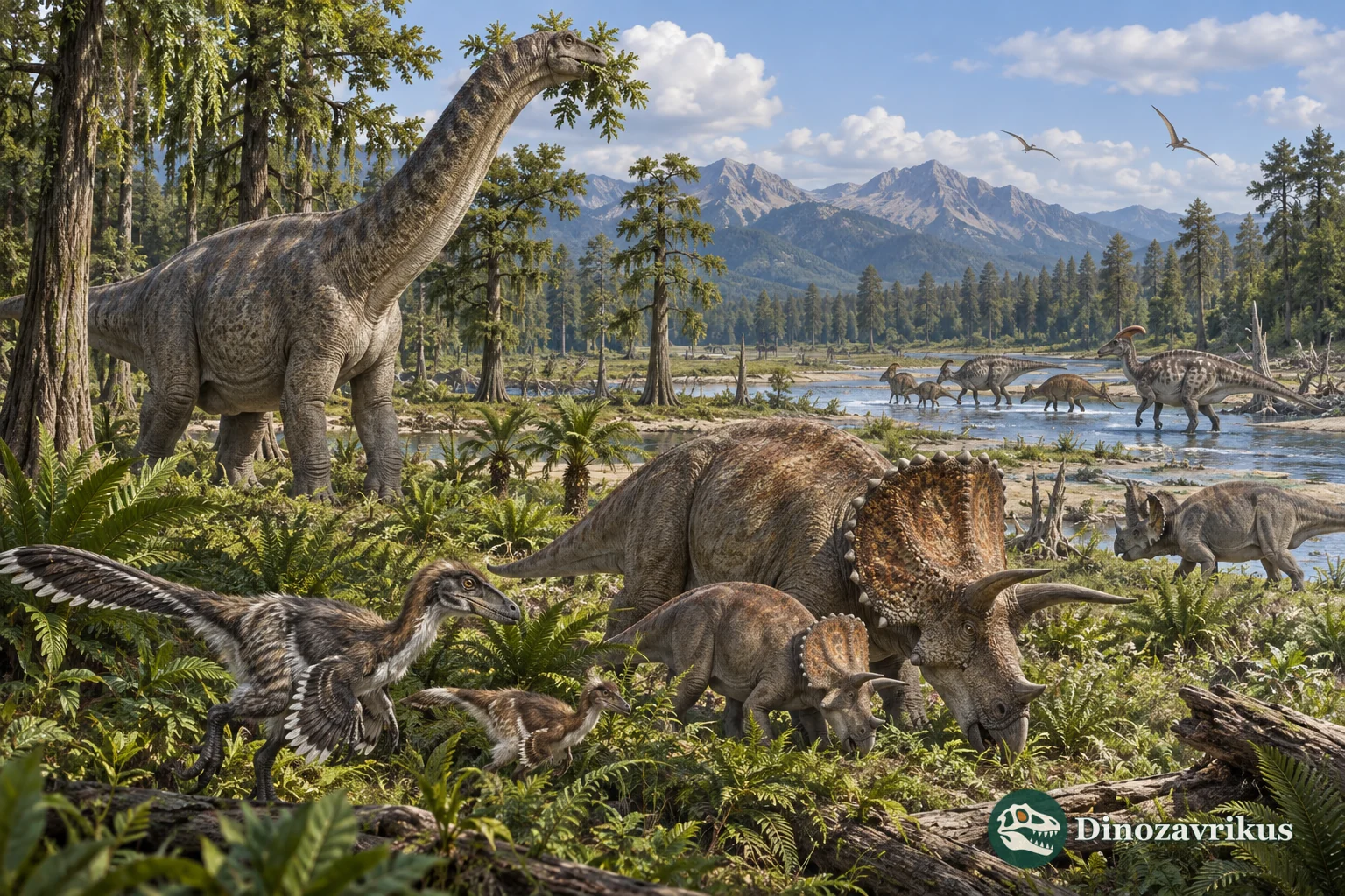 Sauropods, horned dinosaurs and small feathered theropods share a Late Cretaceous landscape
