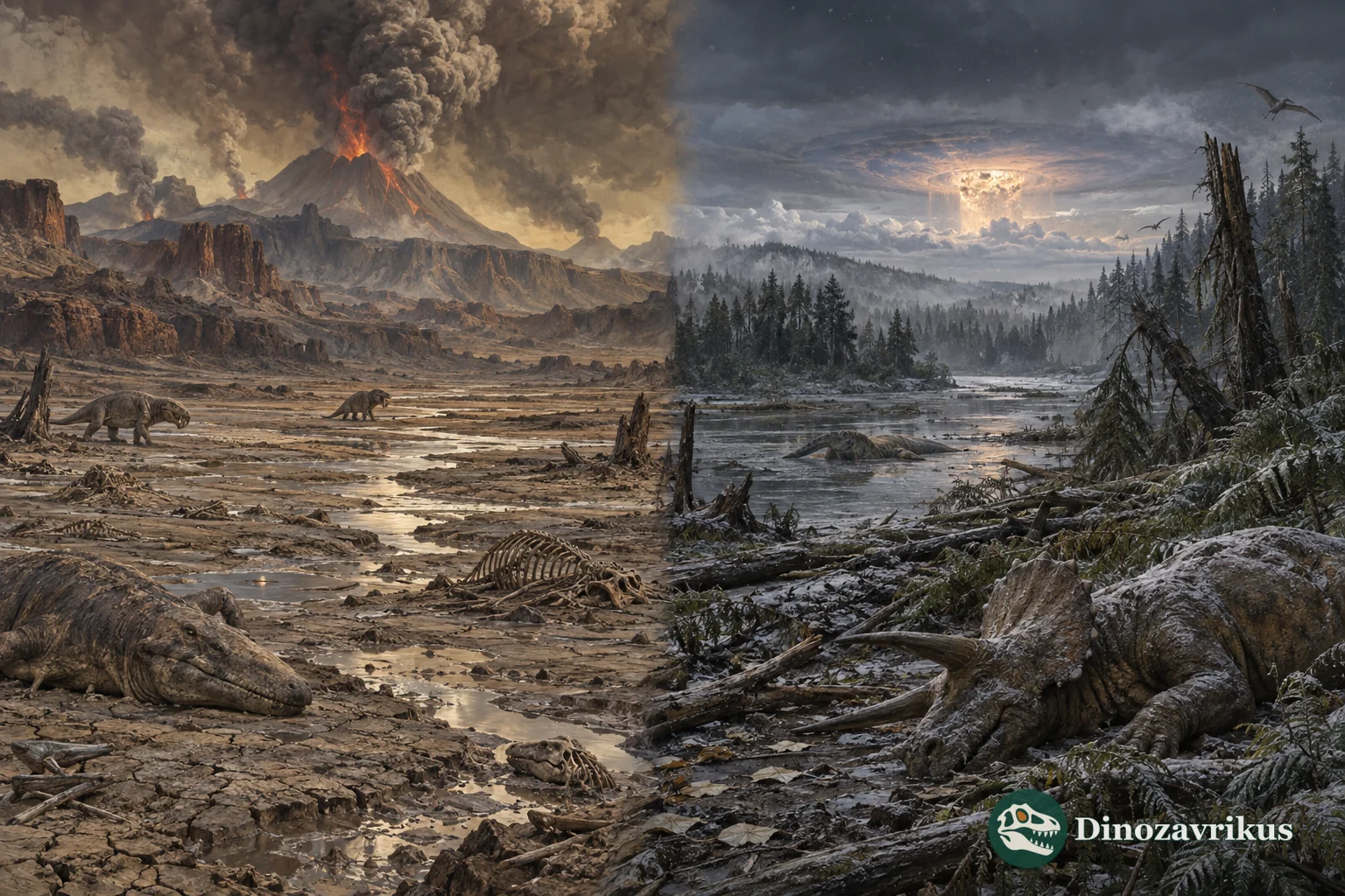 Separate Permian volcanic and end-Cretaceous impact landscapes show different extinction settings
