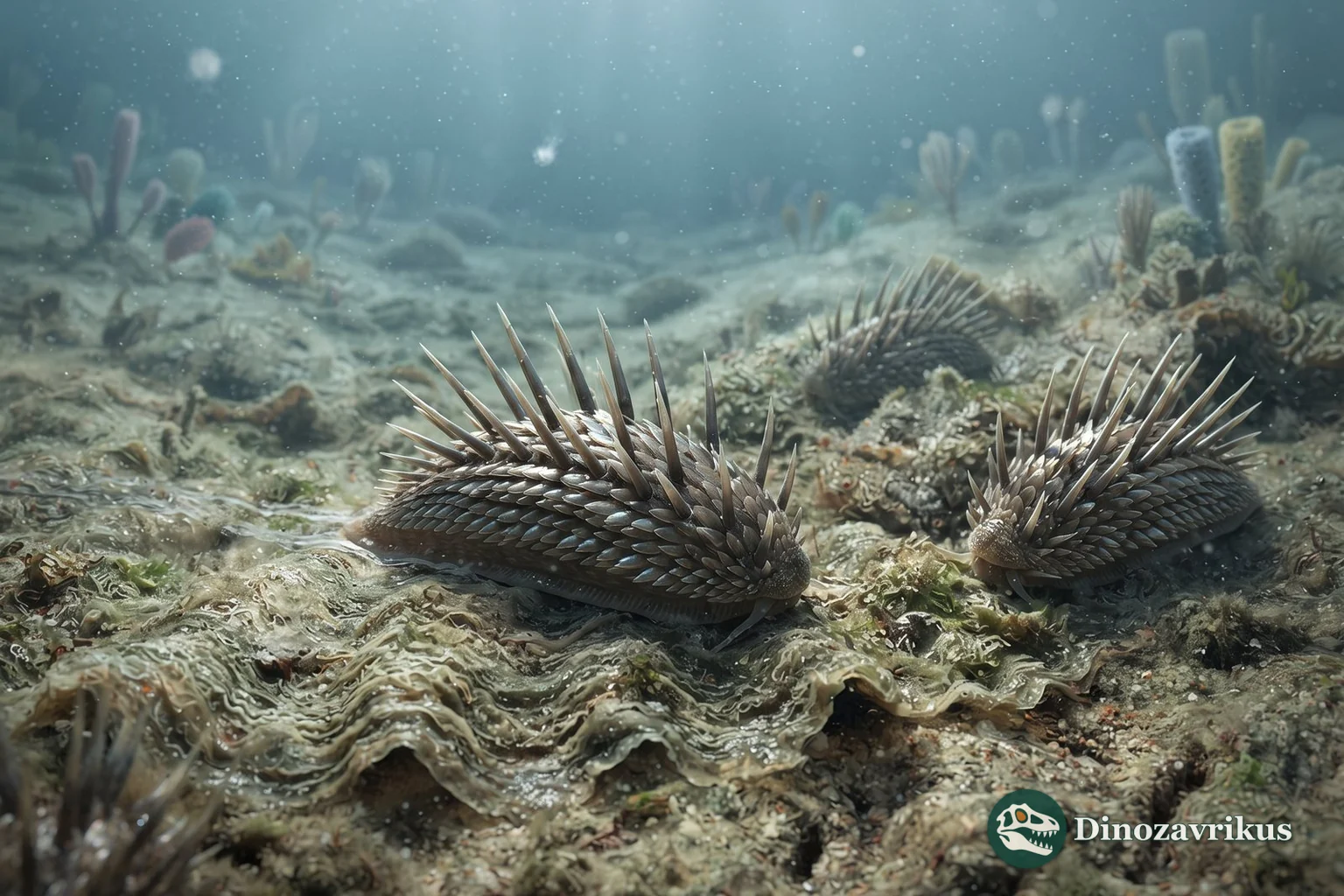 Wiwaxia grazing on the Cambrian seafloor