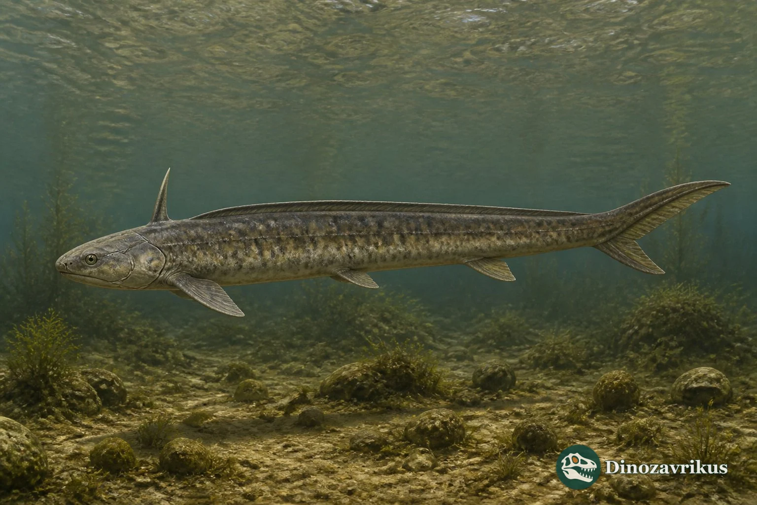 Reconstruction of Xenacanthus swimming in a late Palaeozoic freshwater lake