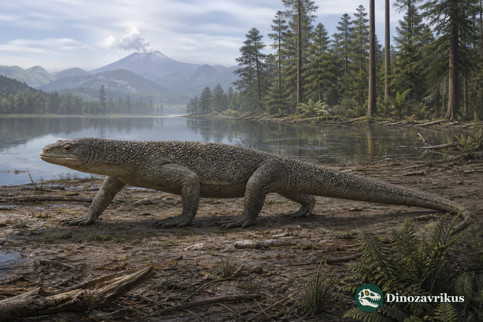 Yabeinosaurus beside a lake in the Early Cretaceous Jehol Biota of northeastern China