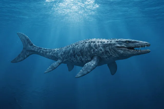 Clean catalogue illustration for Mosasaurus